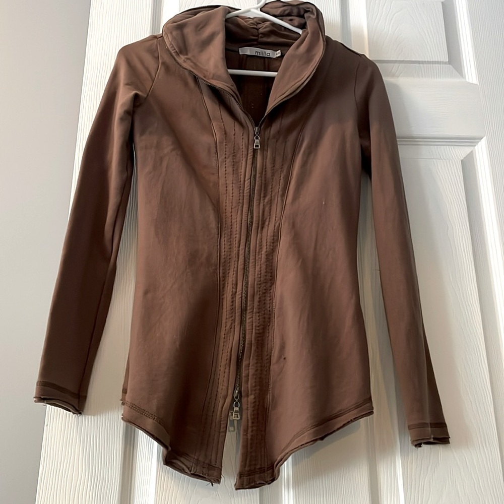 Zip up cowl neck sweatshirt